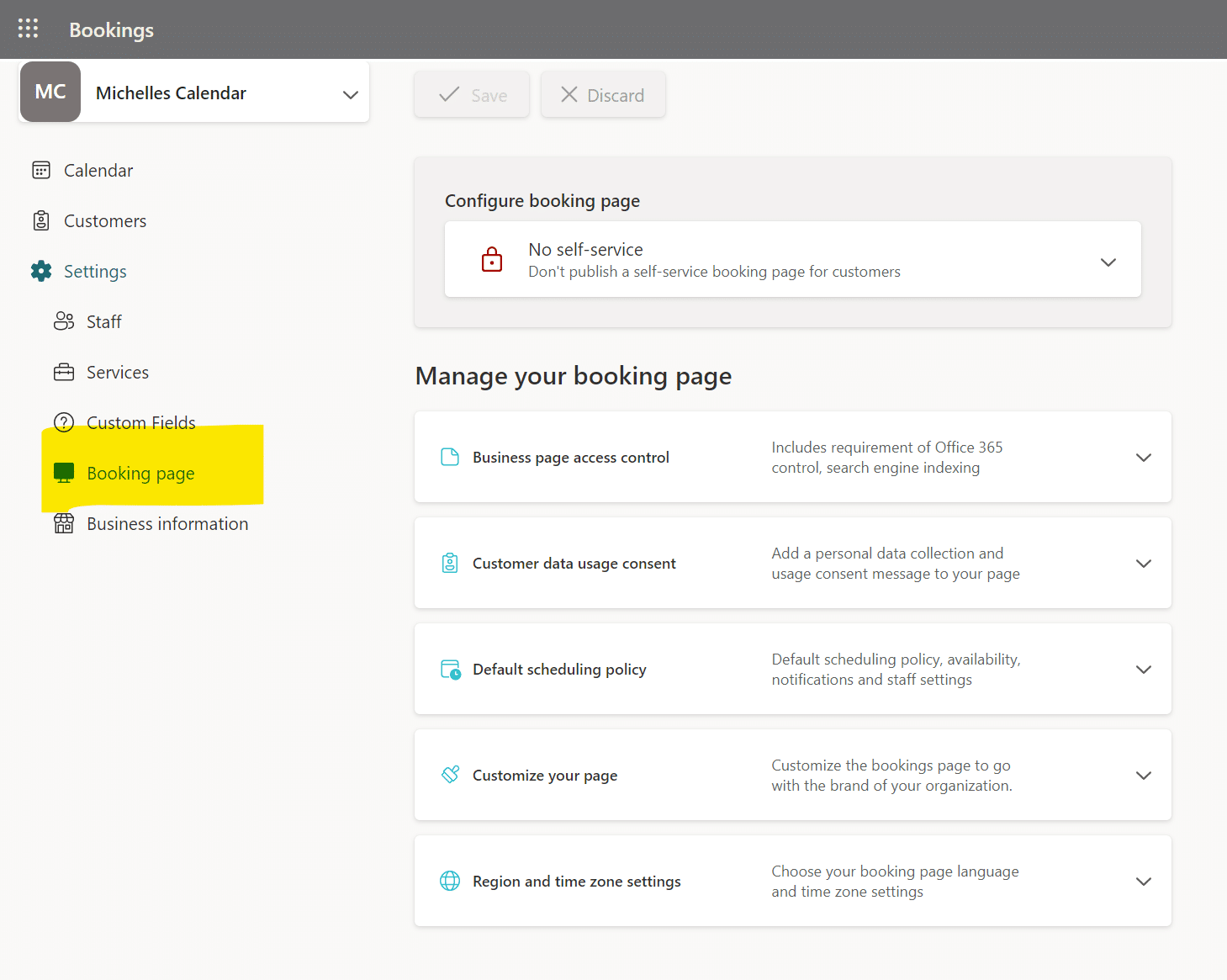 microsoft bookings - booking page